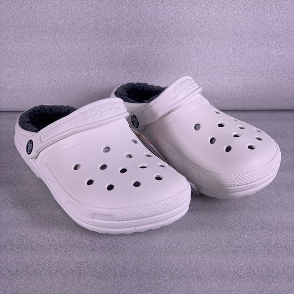 CROCS Shoes | Crocs Classic Lined White Grey Clogs 2359 | Poshmark